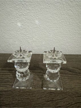 Vintage Swarovski Pillar Candle Holders - Set of 2